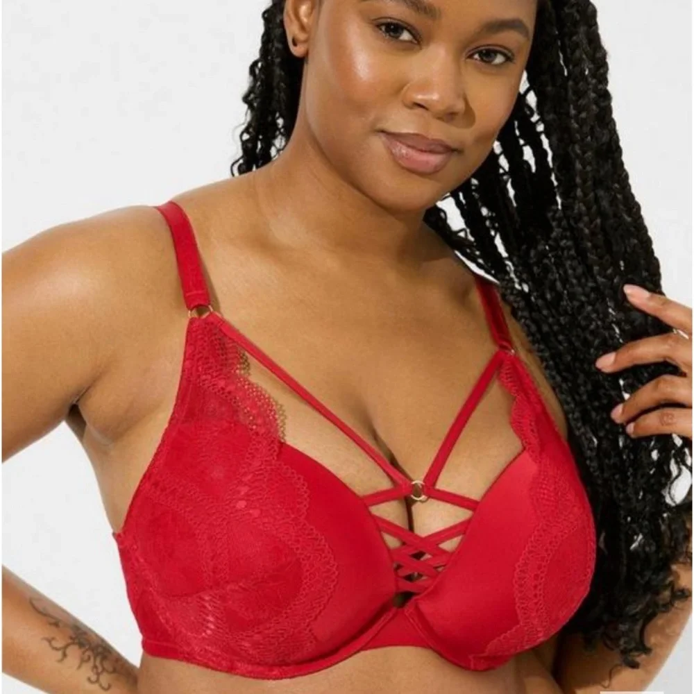 Torrid XO Boost Plunge Push-Up Bra Size 46C Red - Picture 13 of 14